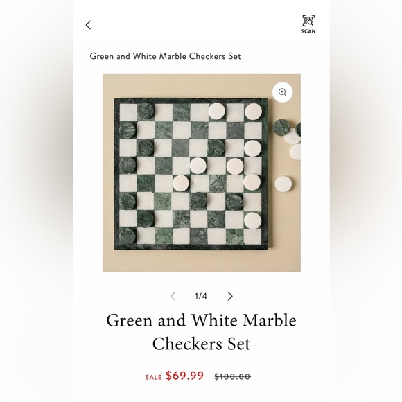 Magnolia Green and White Marble Checkers Set - Picture 1 of 1
